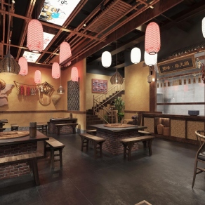 新中式中餐厅3D模型下载